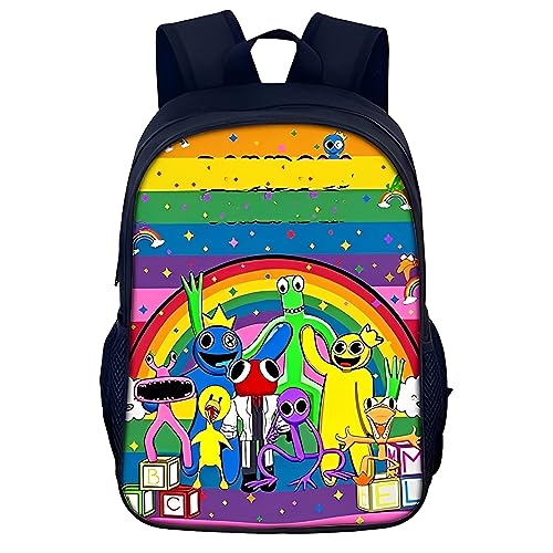 Rainbow Friends Rucksack, Regenbogen Freunde Rucksack Kinder, Rainbow Friends Kinderrucksack, Rainbow Friends Roblox Schulrucksack, Cartoon Anime Schulrucksack, Geschenk für Kinder (32 * 26 * 12CM) von BJPERFMS