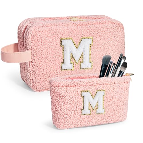 BJWG Niedliche Make-up-Tasche für Frauen – Initiale Make-up-Tasche, personalisierte Kosmetiktasche, Make-up-Pinseltasche, Reise-Kulturbeutel, Make-up-Tasche mit Reißverschluss, Geburtstagsgeschenk für von BJWG