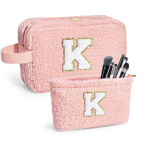 BJWG Niedliche Make-up-Tasche für Frauen – Initiale Make-up-Tasche, personalisierte Kosmetiktasche, Make-up-Pinseltasche, Reise-Kulturbeutel, Make-up-Tasche mit Reißverschluss, Geburtstagsgeschenk für von BJWG