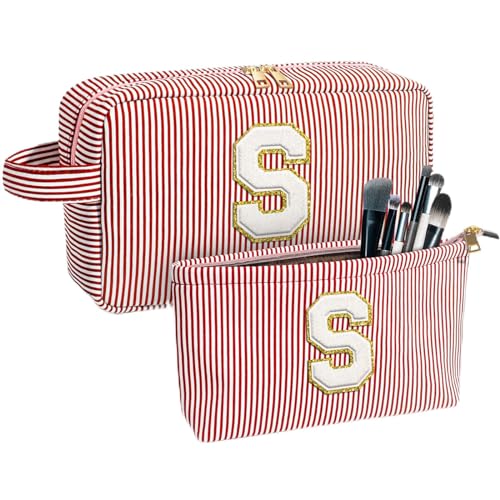 Make-up-Tasche für Damen, personalisierte Initial-Kosmetik-Make-up-Tasche für Ihre Mutter, niedliche Make-up-Tasche, adrette Reise-Kulturbeutel für Frauen, Geburtstagsgeschenk für Frauen, Pink, Größe von BJWG