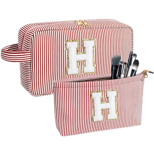 Make-up-Tasche für Damen, personalisierte Initial-Kosmetik-Make-up-Tasche für Ihre Mutter, niedliche Make-up-Tasche, adrette Reise-Kulturbeutel für Frauen, Geburtstagsgeschenk für Frauen, Pink, Höhe: von BJWG