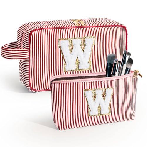 Make-up-Tasche für Damen, personalisierte Initial-Kosmetik-Make-up-Tasche für Ihre Mutter, niedliche Make-up-Tasche, adrette Reise-Kulturbeutel für Frauen, Geburtstagsgeschenk für Frauen, Pink, von BJWG