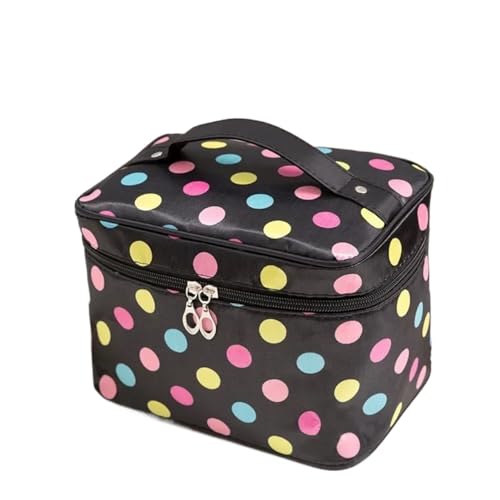 Aufbewahrungstasche für Kosmetik, tragbar, Reisen, Wash Bag, weiblich, transparent, wasserdicht, Make-up, große Kapazität, Kosmetik, Organizer, Beauty, Reisetasche, faltbar (Black Color Dot) von BJYCCAR