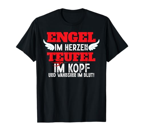Engel Im Herzen Teufel Im Kopf Fasching Karneval Frauen T-Shirt von BK Fasching Shirts Karneval Kostüm Männer Frauen