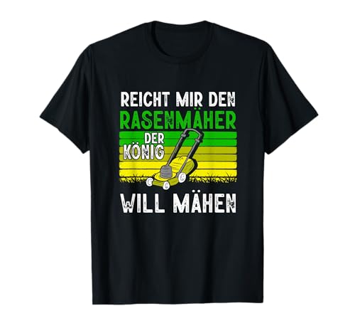BK Gartenarbeit Shirts Gärtner Männer Herren T-Shirt Reicht Mir Den Rasenmäher König Lustig Schwarz Cartoon Humor V-Ausschnitt Kurzarm Klein EU 42 20 cm 1 Count 0 Taschen von BK Gartenarbeit Shirts Gartenbau Gärtner Geschenke