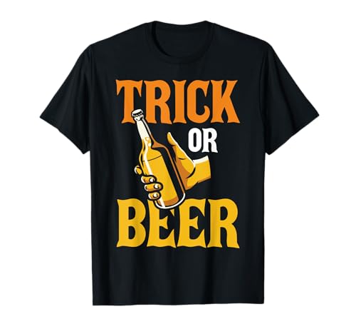 Trick or Beer Lustig Halloween Kostüm Spruch Saufen Männer T-Shirt von BK Halloween Shirts Kostüm Männer Frauen Kinder