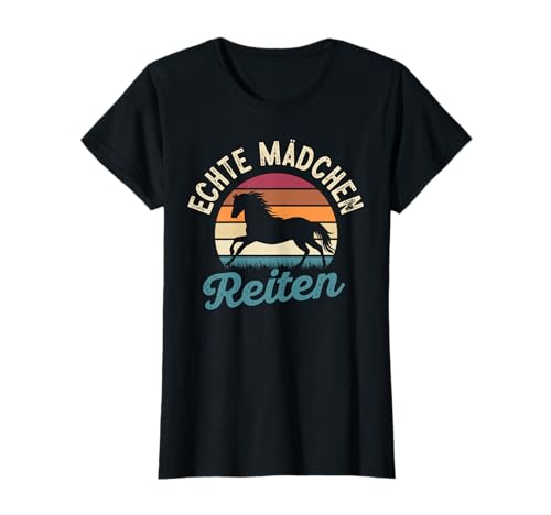Echte Mädchen Reiten Lustig Pferd Tier Damen Frauen Kinder T-Shirt von BK Pferd Shirts Reiter Pferdeliebhaber Geschenke