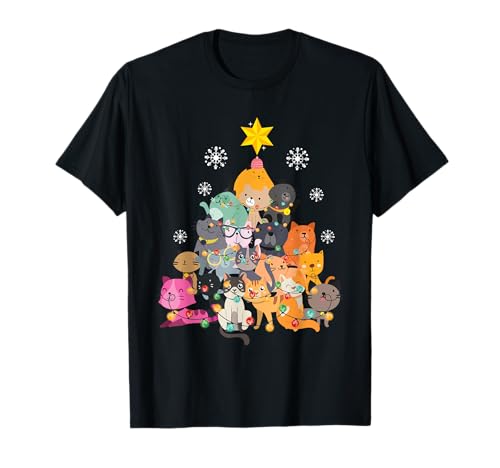 Katzen Weihnachtsbaum Lustig Kostüm Geschenke Damen Kinder T-Shirt von BK Weihnachten Shirts Frau Männer Kinder Geschenk