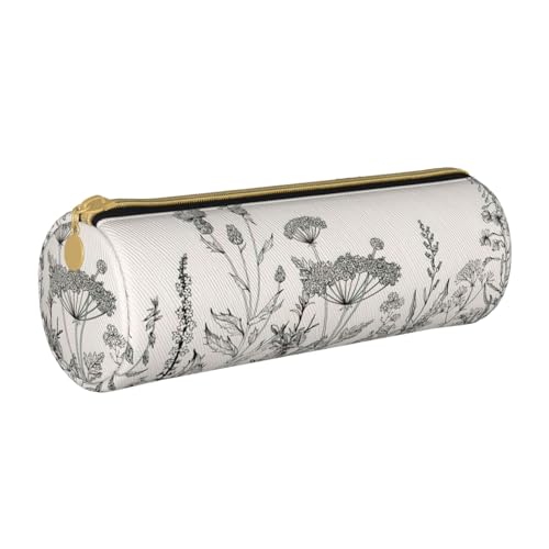 BKDODKS Federmäppchen aus Leder mit Blumenmuster und botanischer Gravur, für Erwachsene, für Herren und Damen, mit Reißverschluss, leicht von BKDODKS