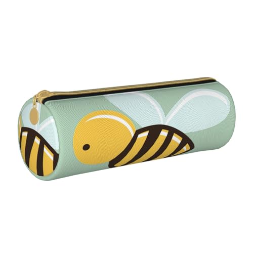 BKDODKS Federmäppchen aus Leder mit Cartoon-Bienen-Motiv, für Erwachsene, für Herren und Damen, mit Reißverschluss, leicht von BKDODKS