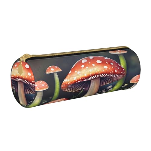 BKDODKS Federmäppchen aus Leder mit Malerei-Pilz-Aufdruck, für Herren und Damen, mit Reißverschluss, leicht von BKDODKS