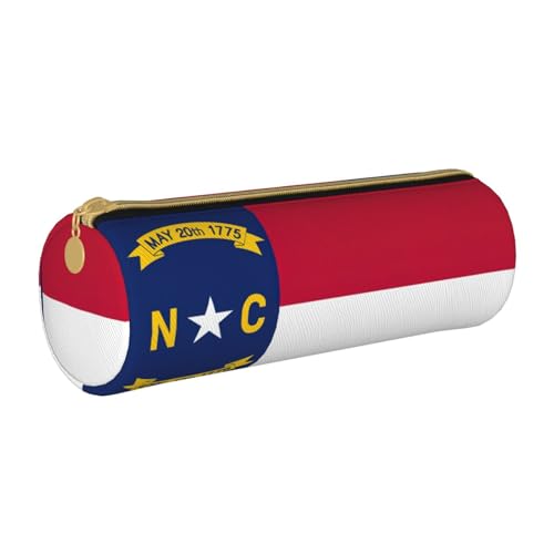 BKDODKS Federmäppchen aus Leder mit Nord-Carolina-Flagge, für Erwachsene, für Herren und Damen, mit Reißverschluss, leicht von BKDODKS