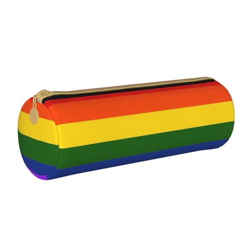 BKDODKS Federmäppchen aus Leder mit Regenbogen-Flagge, für Erwachsene, für Herren und Damen, mit Reißverschluss, leicht von BKDODKS