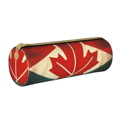 BKDODKS Federmäppchen aus Leder mit Retro-Flagge von Kanada, für Erwachsene, für Herren und Damen, mit Reißverschluss, leicht von BKDODKS