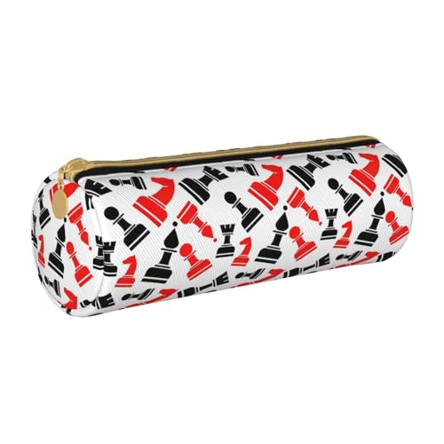 BKDODKS Federmäppchen aus Leder mit Schachmuster, für Erwachsene, für Herren und Damen, mit Reißverschluss, leicht von BKDODKS