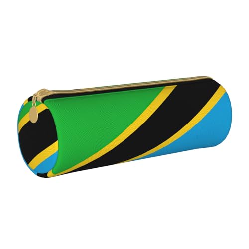 BKDODKS Federmäppchen aus Leder mit Tansania-Flagge, für Erwachsene, für Herren und Damen, mit Reißverschluss, leicht von BKDODKS