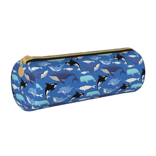 BKDODKS Federmäppchen aus Leder mit Wal-Muster, für Erwachsene, für Herren und Damen, mit Reißverschluss, leicht von BKDODKS