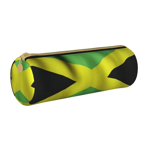 BKDODKS Federmäppchen aus Leder mit alter jamaikanischer Flagge, für Erwachsene, für Herren und Damen, mit Reißverschluss, leicht von BKDODKS