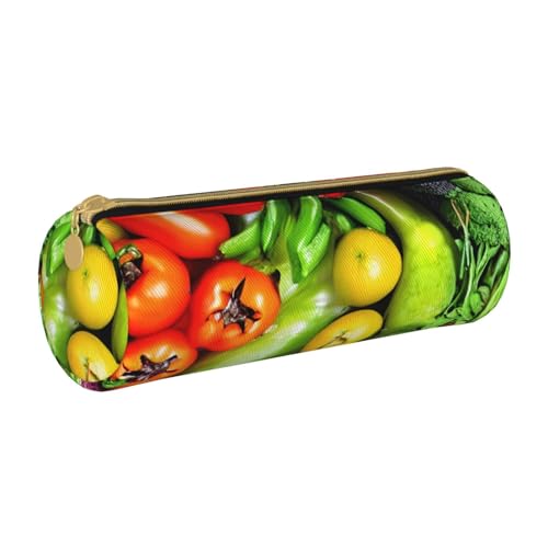 BKDODKS Federmäppchen aus Leder mit frischem Gemüse und Früchten, für Erwachsene, mit Reißverschluss, leicht von BKDODKS