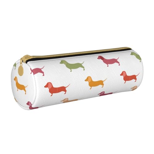 BKDODKS Federmäppchen aus Leder mit niedlichem Dackel-Motiv, für Erwachsene, für Herren und Damen, mit Reißverschluss, leicht von BKDODKS