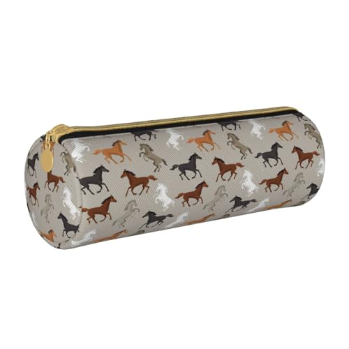 BKDODKS Federmäppchen aus Leder mit niedlichem Pferdeaufdruck, für Herren und Damen, mit Reißverschluss, leicht von BKDODKS