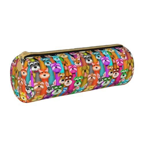 BKDODKS Federmäppchen aus Leder mit süßem Schnauzer-Motiv, für Erwachsene, für Herren und Damen, mit Reißverschluss, leicht von BKDODKS