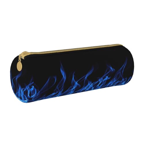 BKDODKS Federmäppchen für Erwachsene, Leder, Motiv: blaue Flamme, mit Reißverschluss, leicht von BKDODKS