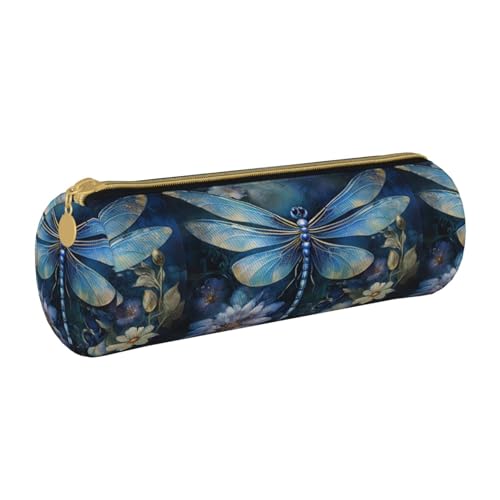 BKDODKS Federmäppchen für Erwachsene, Leder, Motiv: blaue Libellen, mit Reißverschluss, leicht von BKDODKS