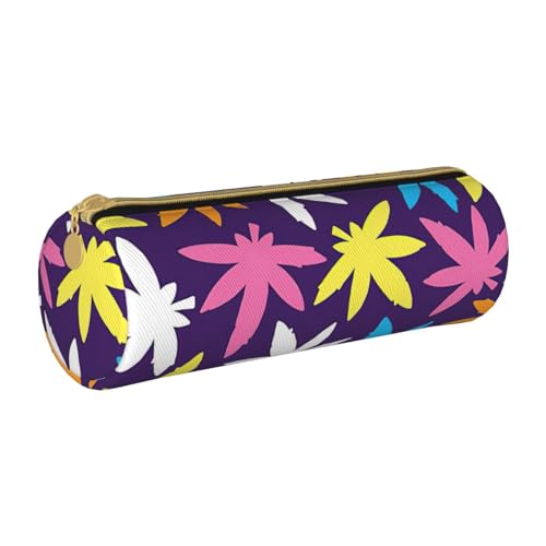 BKDODKS Federmäppchen für Erwachsene, Leder, mit buntem Unkrautmuster, mit Reißverschluss, leicht von BKDODKS