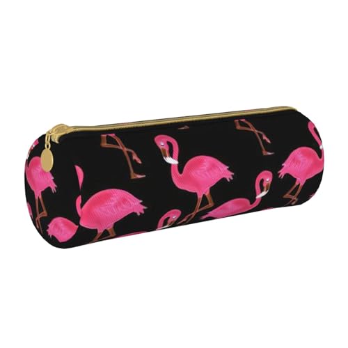 BKDODKS Federmäppchen für Erwachsene, Leder, mit rotem Flamingo-Muster, für Herren und Damen, mit Reißverschluss, leicht von BKDODKS
