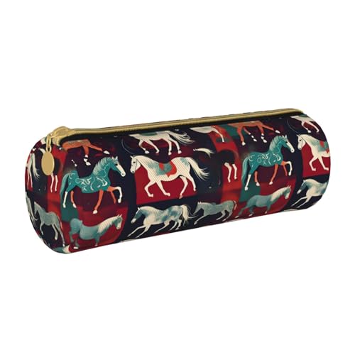 BKDODKS Federmäppchen für Erwachsene, Leder, verschiedene Arten von Pferden, mit Reißverschluss, leicht von BKDODKS