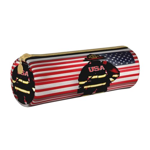 BKDODKS Federmäppchen für Erwachsene, Motiv: Feuerwehrmann, USA-Flagge, Leder, mit Reißverschluss, leicht, Rot gestreift, weiß, Einheitsgröße BKDODKS Federmäppchen für Erwachsene, Motiv: Feuerwehrmann, USA-Flagge, Leder, mit Reißverschluss, leicht, Rot gestreift, weiß, Einheitsgröße von BKDODKS