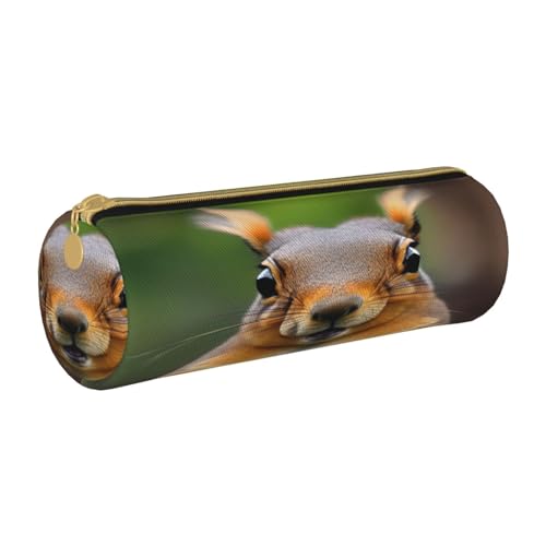 BKDODKS Federmäppchen mit Eichhörnchen-Motiv, für Erwachsene, Leder, für Herren und Damen, mit Reißverschluss, leicht von BKDODKS