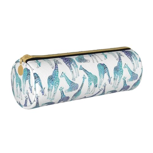 BKDODKS Federmäppchen mit Giraffenmuster, für Erwachsene, Leder, für Herren und Damen, mit Reißverschluss, leicht von BKDODKS