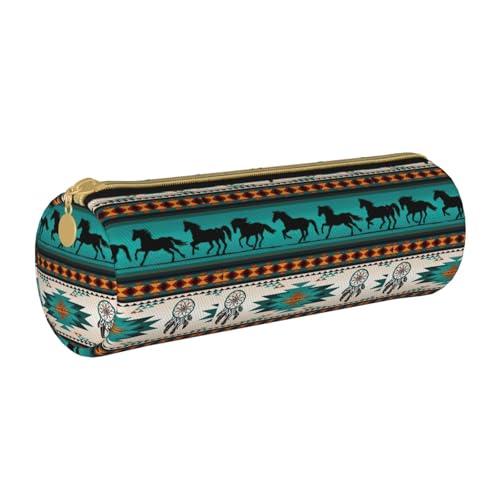 BKDODKS Federmäppchen mit Pferdestreifenmuster, für Erwachsene, Leder, für Herren und Damen, mit Reißverschluss, leicht von BKDODKS