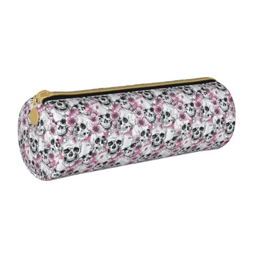 BKDODKS Federmäppchen mit Totenkopf-Motiv, für Erwachsene, Leder, für Herren und Damen, mit Reißverschluss, leicht von BKDODKS