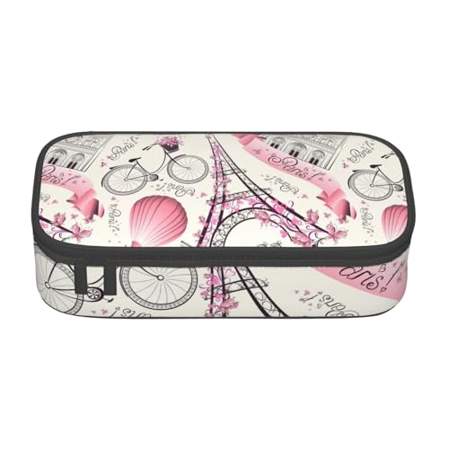 BKDODKS Multifunktionales Federmäppchen, Motiv: Paris Turm und Fahrrad, Schreibwaren, Aufbewahrungstasche, Zubehör für Erwachsene von BKDODKS