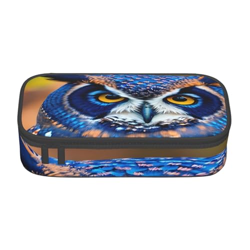 BKDODKS Multifunktionales Federmäppchen, Motiv: blaue Eule, Schreibwaren, Aufbewahrungstasche, Zubehör für Erwachsene von BKDODKS