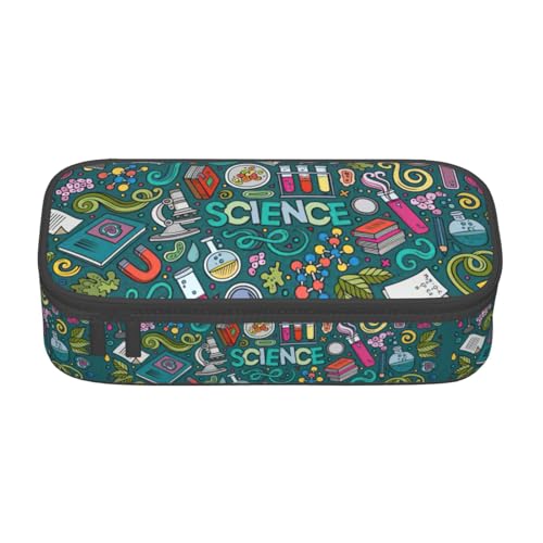 BKDODKS Multifunktionales Federmäppchen mit Cartoon-Wissenschaftsthema, Schreibwaren, Aufbewahrungstasche, Zubehör für Erwachsene von BKDODKS