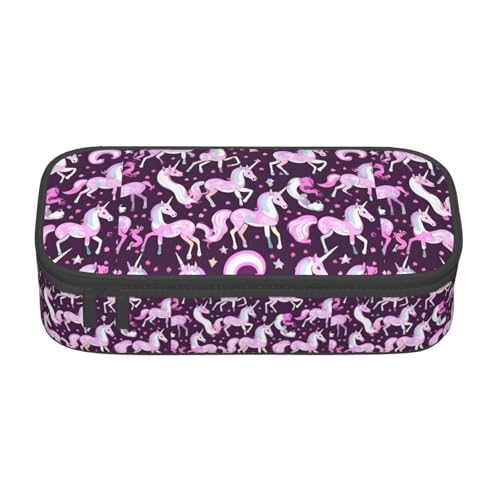 BKDODKS Multifunktionales Federmäppchen mit Einhörnern, roter Druck, Schreibwaren, Aufbewahrungstasche, Zubehör für Erwachsene von BKDODKS