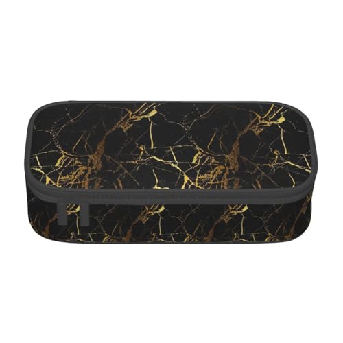 BKDODKS Multifunktionales Federmäppchen mit Marmordruck, Schwarz/Gold, Schreibwaren, Aufbewahrungstasche, Zubehör für Erwachsene von BKDODKS