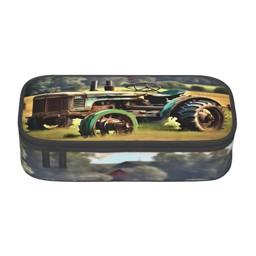 BKDODKS Multifunktionales Federmäppchen mit Motiv "Old Tractor", Motiv: Bauernhof, Schreibwaren, Aufbewahrungstasche, Zubehör für Erwachsene von BKDODKS