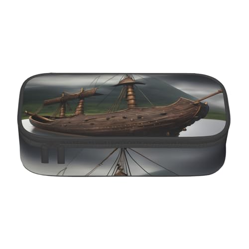 BKDODKS Multifunktionales Federmäppchen mit Wikinger-Boot-Aufdruck, Schreibwaren, Aufbewahrungstasche, Zubehör für Erwachsene von BKDODKS