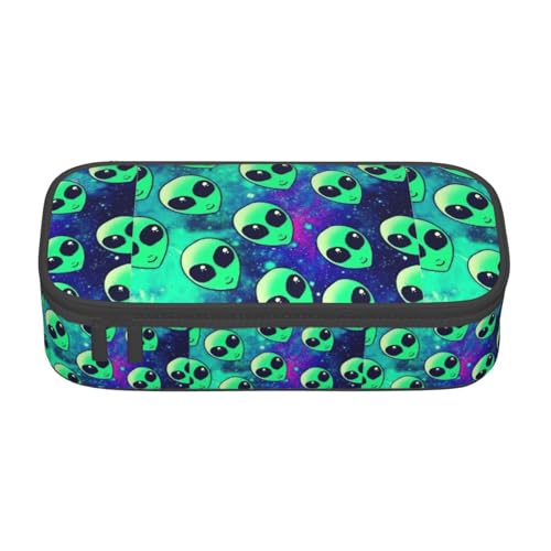 BKDODKS Multifunktionales Federmäppchen mit grünem Alien-Druck, Schreibwaren-Aufbewahrungstasche, Zubehör für Erwachsene von BKDODKS