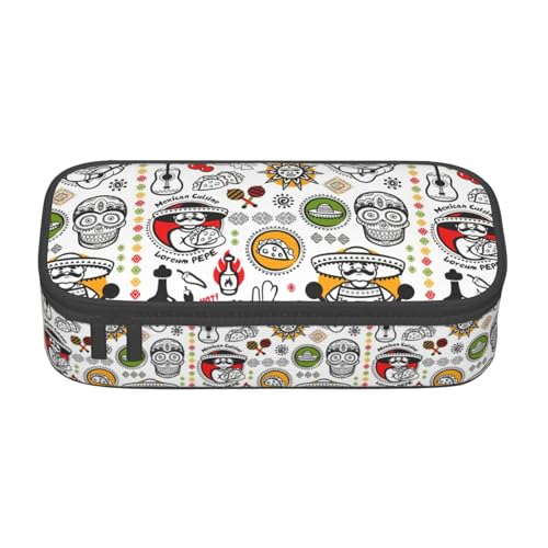 BKDODKS Multifunktionales Federmäppchen mit mexikanischen Salsa-Symbolen, Schreibwaren, Aufbewahrungstasche, Zubehör für Erwachsene von BKDODKS