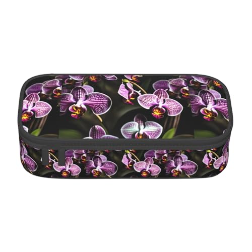 BKDODKS Multifunktionales Federmäppchen mit violettem Orchideen-Druck, Schreibwaren, Aufbewahrungstasche, Zubehör für Erwachsene von BKDODKS