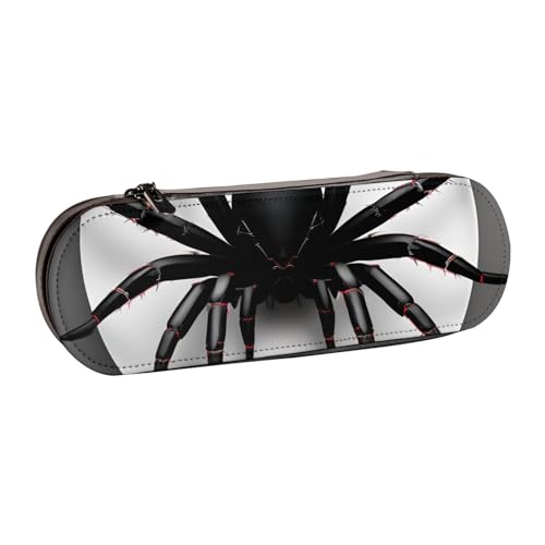 BKDODKS Multifunktionales Leder-Federmäppchen mit Spinnen-Motiv, vielseitiges Leder, 21,6 x 4,1 x 6,9 cm, Schwarz, Schwarz, Einheitsgröße von BKDODKS