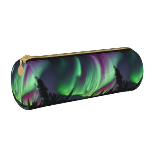 BKDODKS Northern Lights Painting Print Erwachsene Leder Federmäppchen Tasche Herren Damen Federmäppchen mit Reißverschluss Leicht von BKDODKS