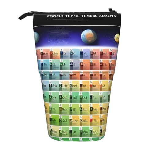 BKDODKS Periodensystem der Elemente, Druck-Bleistifttasche, Teleskop-Etui, Stand-Up-Aufbewahrungstasche, Schreibwaren, Kosmetik, Federmäppchen von BKDODKS