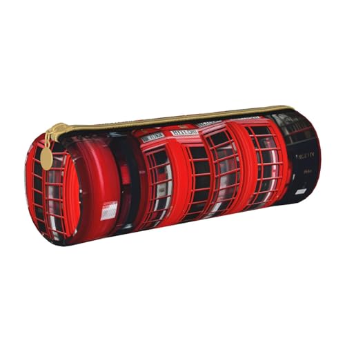 BKDODKS Phone Booth London Street Print Erwachsene Leder-Federmäppchen Tasche Herren Damen Federmäppchen mit Reißverschluss, leicht von BKDODKS